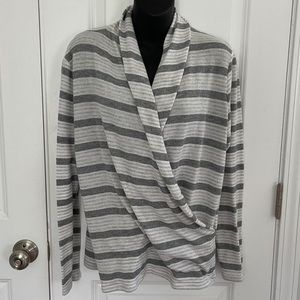 Loft Stripe Faux Wrap Sweater